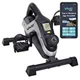 Vive Magnetic Pedal Exerciser (App Included) - Stationary Bike Mini Peddler for Indoor Spin Cycling - Under Desk Home and Office Exercise - Portable Workout For Seniors and Adults - PT for Arm and Leg