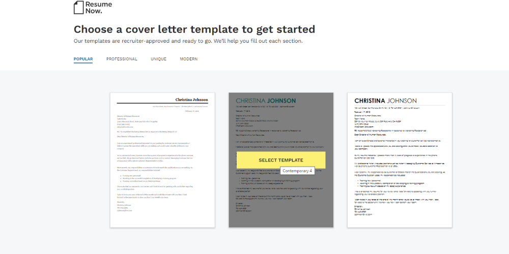 Resume Now cover letter maker