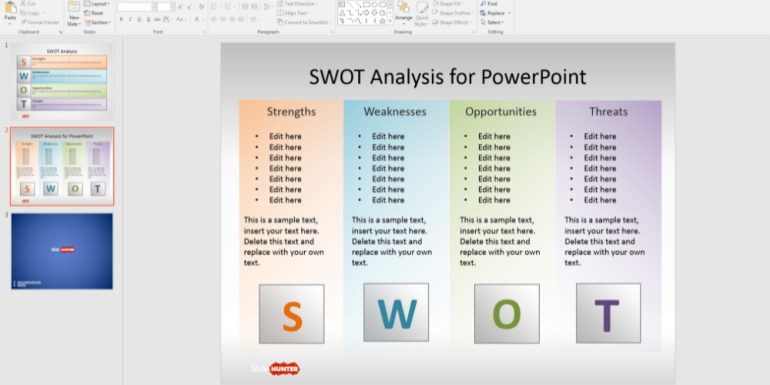 Side Hunter templates of SWOT analysis