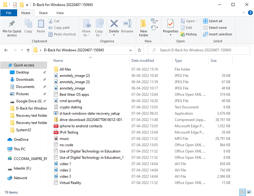 Recovered Deleted Files from Recycle Bin 
