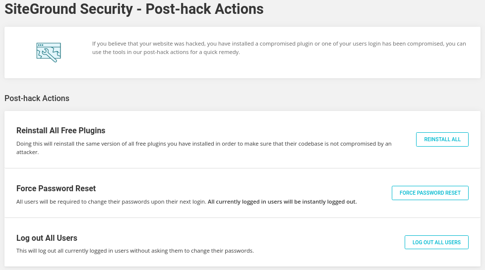 siteground post hack actions